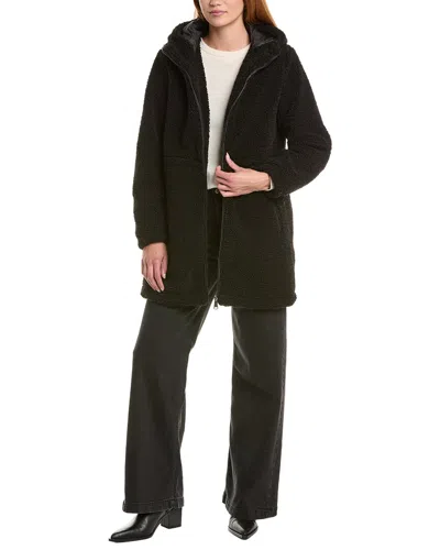 Ellen Tracy Mid-length Teddy Anorak In Black