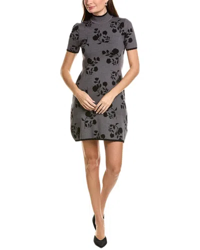 Ellen Tracy Mini Jacquard Dress In Grey