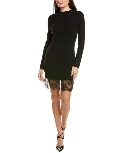 Ellen Tracy Mix Media Lace Hem Dress In Black