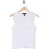 Ellen Tracy Mixed Media Ruffle Tank In White