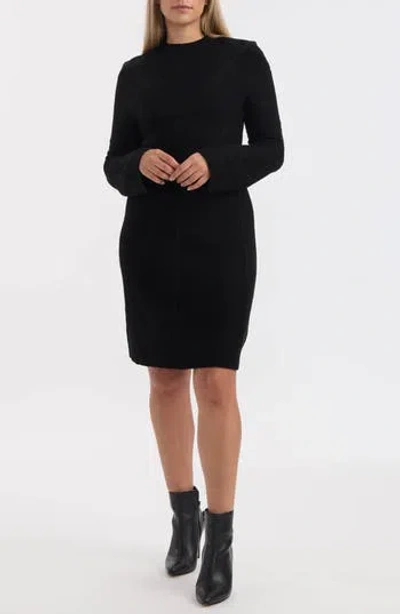 Ellen Tracy Mock Neck Long Sleeve Sweater Dress In Black