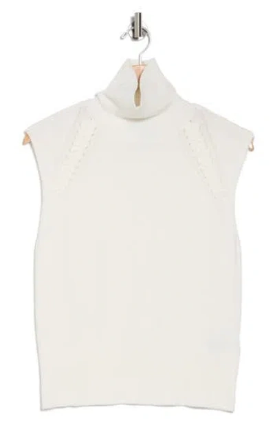 Ellen Tracy Mock Neck Sleeveless Sweater In Marshmallow