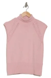 Ellen Tracy Mock Neck Sleeveless Sweater In Pale Mauve