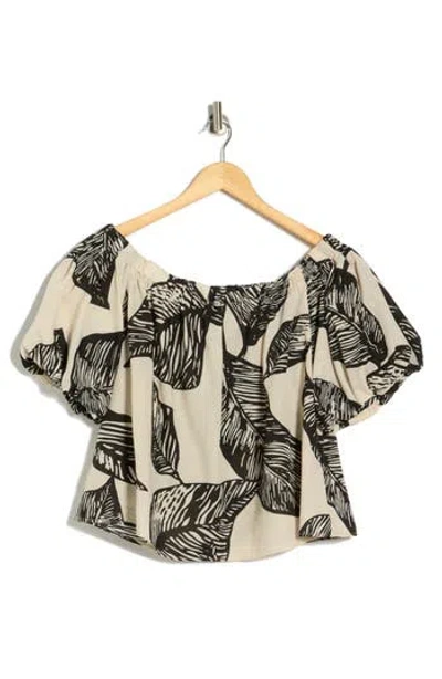 Ellen Tracy Off The Shoulder Puff Sleeve Top In Multi