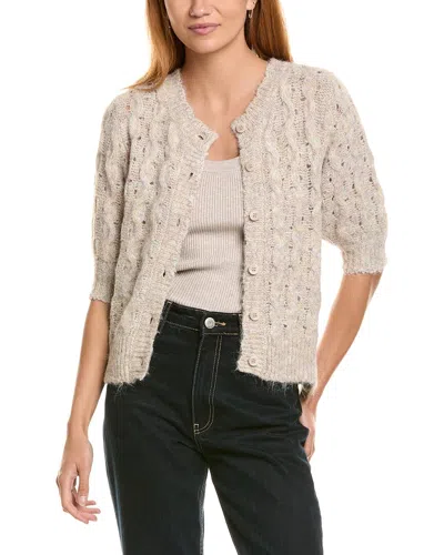 Ellen Tracy Open Work Cardigan In Neutral