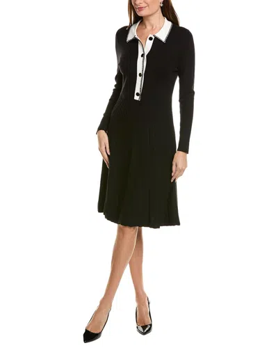 Ellen Tracy Ottoman Stitch Flared Dress In Black