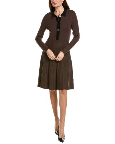 Ellen Tracy Ottoman Stitch Flared Dress In Black