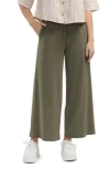 Ellen Tracy Palm Outline Smocked Crop Pants In Light Olive