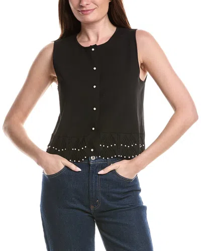 Ellen Tracy Pearl Button-front Vest In 001-black