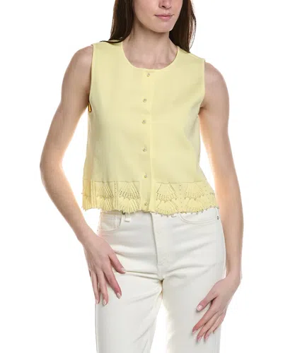 Ellen Tracy Pearl Button-front Vest In Yellow