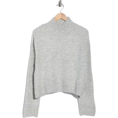 Ellen Tracy Pearly Studded Crop Sweater In Gray