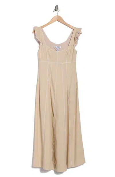 Ellen Tracy Piped Midi Dress In Sand