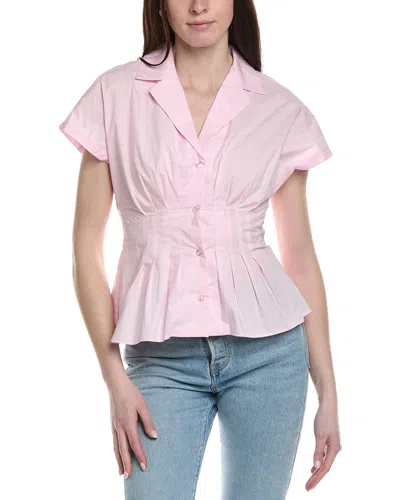 Ellen Tracy Pleat Detail Poplin Shirt In Pink