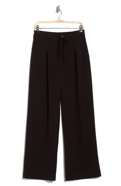 Ellen Tracy Pleated Front Wide Leg Pants In Black