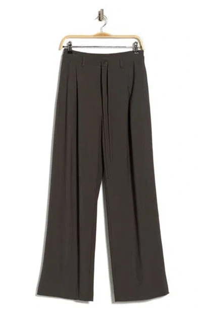 Ellen Tracy Pleated Front Wide Leg Pants In Brown