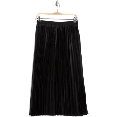 Ellen Tracy Pleated Satin Skirt In Black