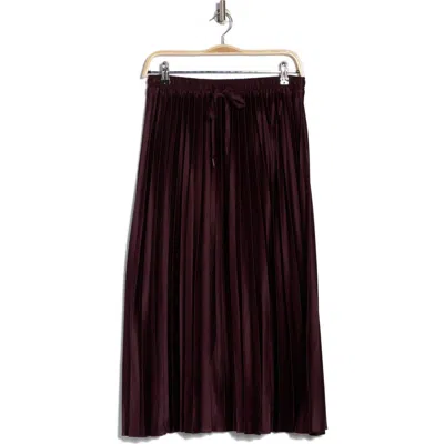 Ellen Tracy Pleated Satin Skirt In Wine Tasting
