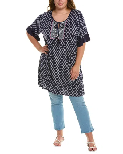Ellen Tracy Plus Cruise Tunic In Blue