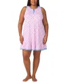 Ellen Tracy Plus Size Printed Ruffled-hem Nightgown In Pink