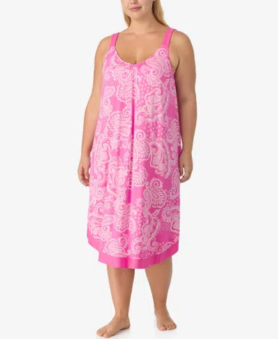 Ellen Tracy Plus Size Printed Sleeveless Midi Gown In Pink