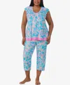Ellen Tracy Plus Size Short Sleeve Cropped Pajama Set