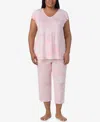 Ellen Tracy Plus Size Short Sleeve Cropped Pajama Set