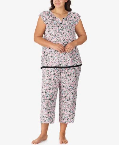 Ellen Tracy Plus Size Short Sleeve Cropped Pajama Set In Multi