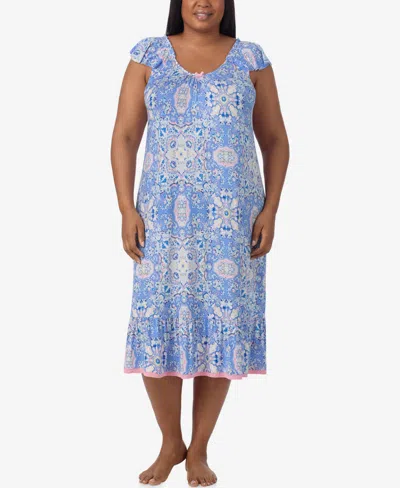Ellen Tracy Plus Size Short Sleeve Midi Nightgown