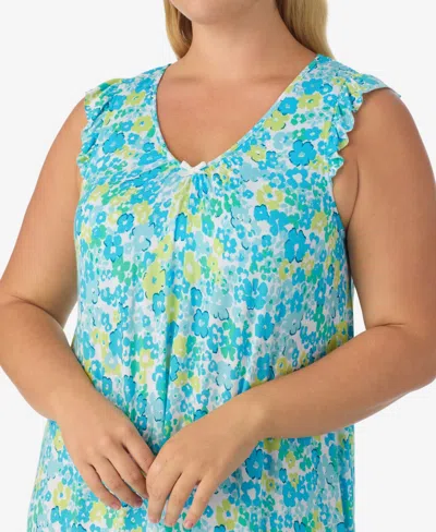 Ellen Tracy Plus Size Short-sleeve Soft Bra Midi Jersey Nightgown In Multi