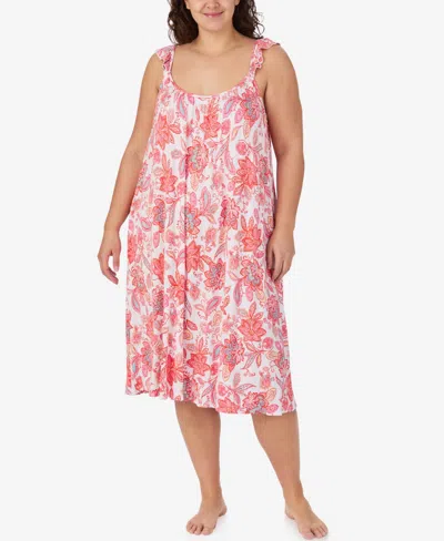 Ellen Tracy Plus Size Sleeveless Midi Nightgown In Pink