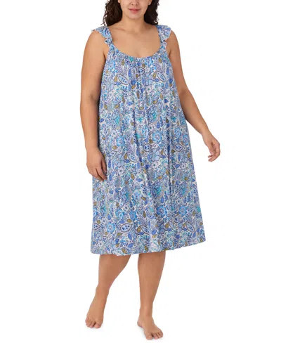 Ellen Tracy Plus Size Sleeveless Midi Nightgown In Multi