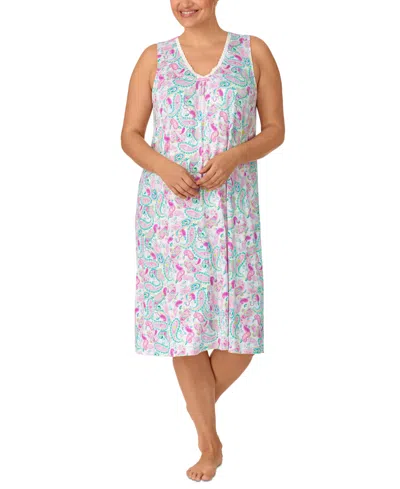 Ellen Tracy Plus Size Sleeveless Paisley Nightgown