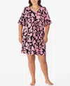 Ellen Tracy Plus Size V-neck Short Flutter Sleeve Tunic In Pink