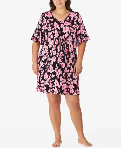 ELLEN TRACY PLUS SIZE V-NECK SHORT FLUTTER SLEEVE TUNIC