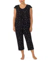 Ellen Tracy Plus Size Yours To Love Short Sleeves Nightgown In Black Dot