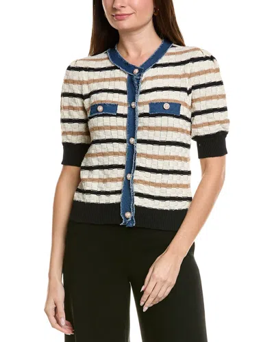 Ellen Tracy Pointelle Cardigan In Multi