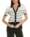 Ellen Tracy Tipped Polo Sweater In White