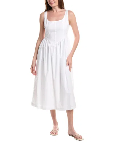 Ellen Tracy Poplin Bustier Dress In White