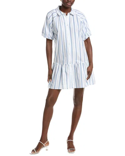 Ellen Tracy Poplin Button Front Raglan Sleeve Shirtdress In Multi