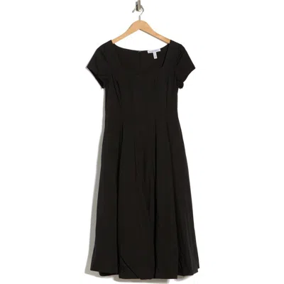 Ellen Tracy Poplin Cap Sleeve Dress In Black