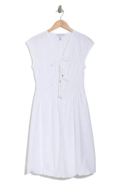Ellen Tracy Poplin Cotton Bubble Dress In White