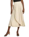 Ellen Tracy Poplin Midi Skirt In Neutral