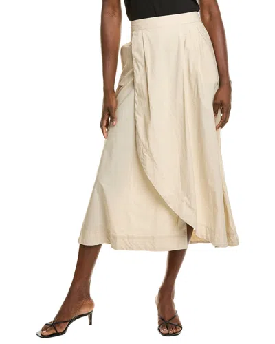 Ellen Tracy Poplin Midi Skirt In Neutral