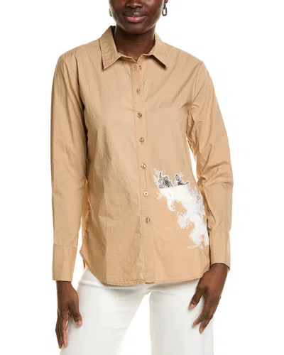 Ellen Tracy Poplin Shirt In Neutral