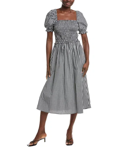 Ellen Tracy Poplin Square Neck Midi Dress In Blue