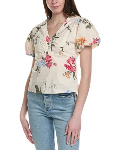 Ellen Tracy Poplin Top In Neutral
