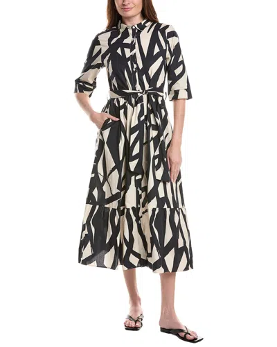 Ellen Tracy Printed Midi Dress In Black