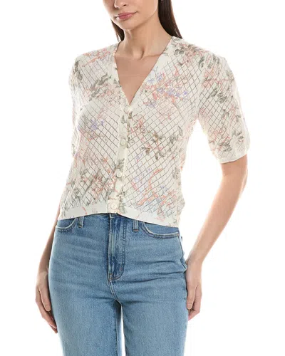 Ellen Tracy Printed Pointelle Cardigan In Neutral