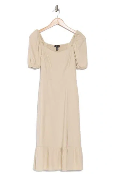 Ellen Tracy Puff Sleeve Linen Blend Midi Dress