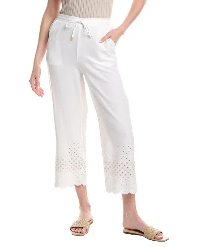 Ellen Tracy Pull On Cropped Linen-blend Pant In Neutral